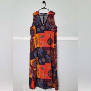 Zanzea Bohemian African V-neck Maxi Dress Tribal Print NWT tag=5X, fit=2X